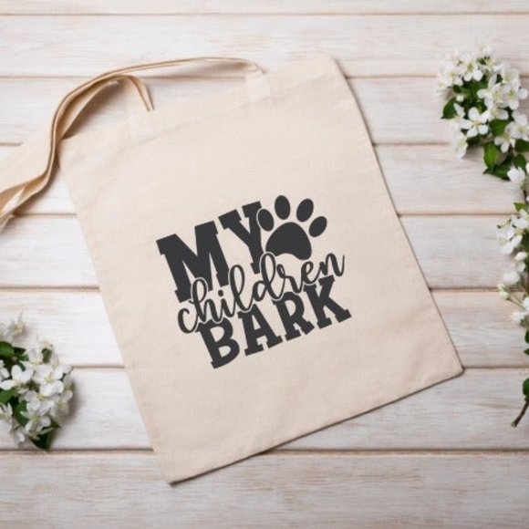 My Children Bark Dog Mom Canvas Tote Bag - Picture 2 of 2